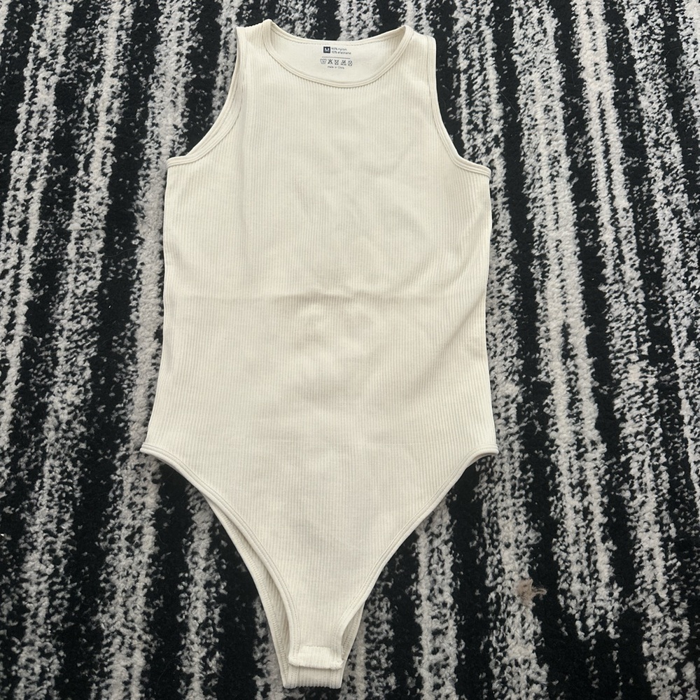 Ribbed Cream Tank One-Piece Bodysuit